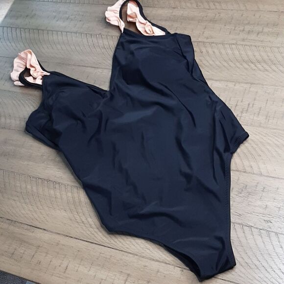 Cupshe Black and Orange Sherbert One Piece Swimsuit  NWT - Picture 1 of 8